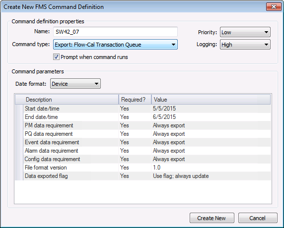 Create New FMS Command Definition